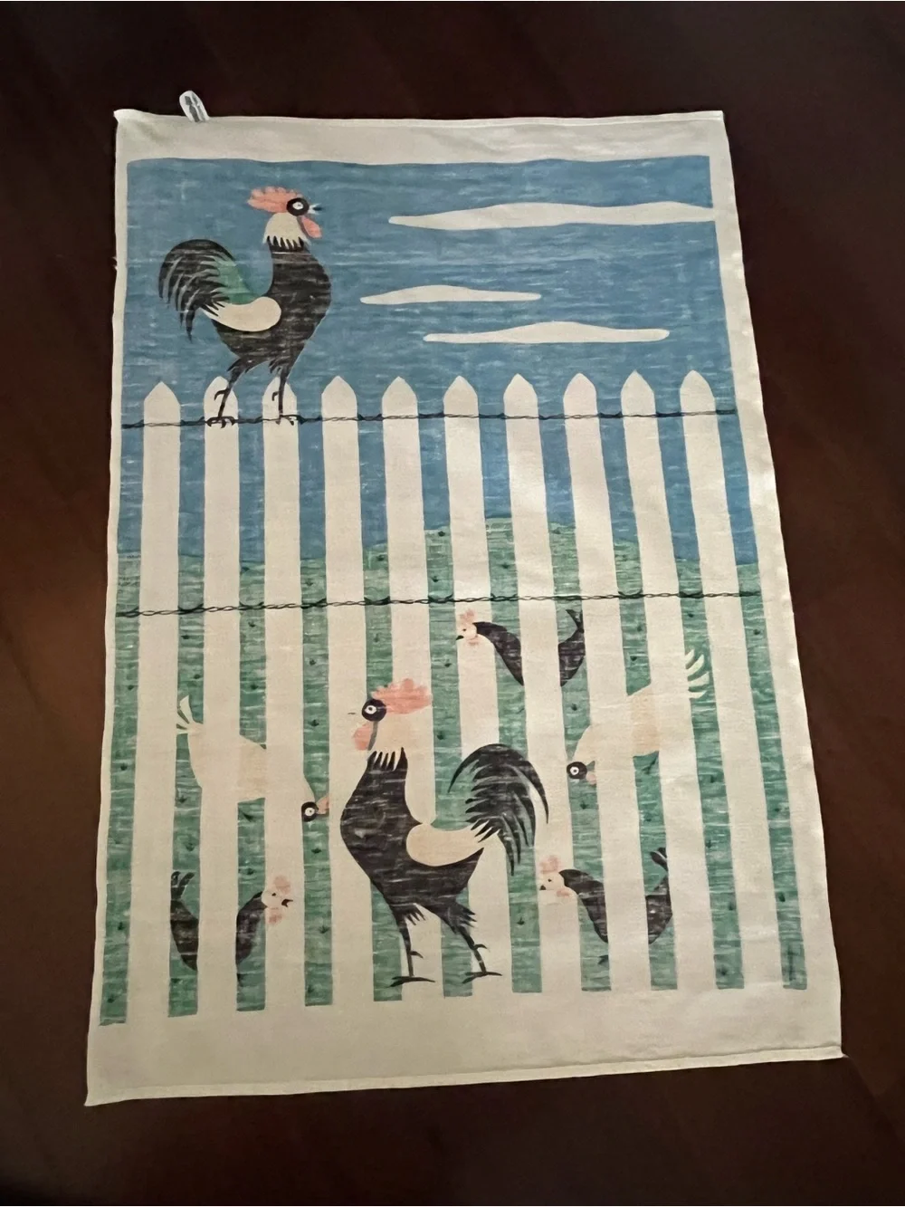 2 Startex kitchen towels wonder-Dri rooster chicken mcm fence farm wire Linen 🐓